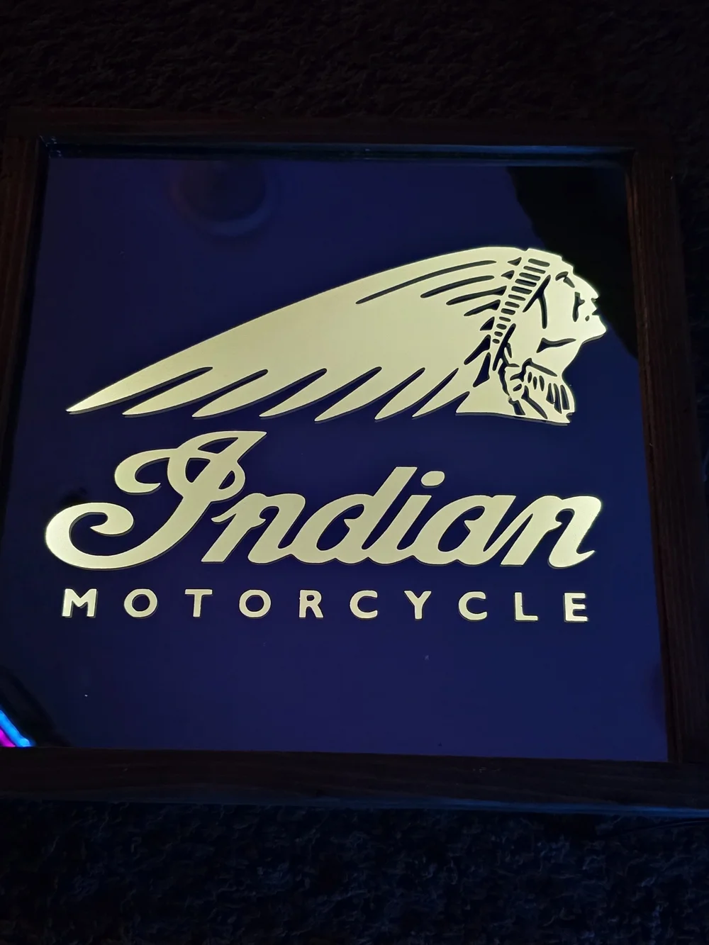 Indian Motorcycle LED Sign - Blue Logo